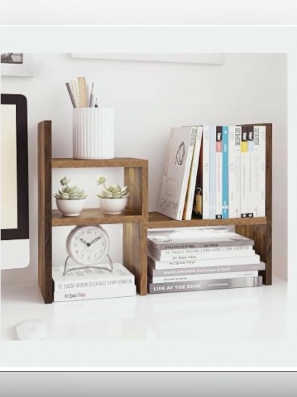 Jerry & Maggie Adjustable Rotatable Wood Desktop Display Shelf Brown